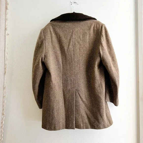 VINTAGE 60s/70s Pendleton Virgin Wool Herringbone Ranch Coat Loomed in Oregon - Picture 7 of 10